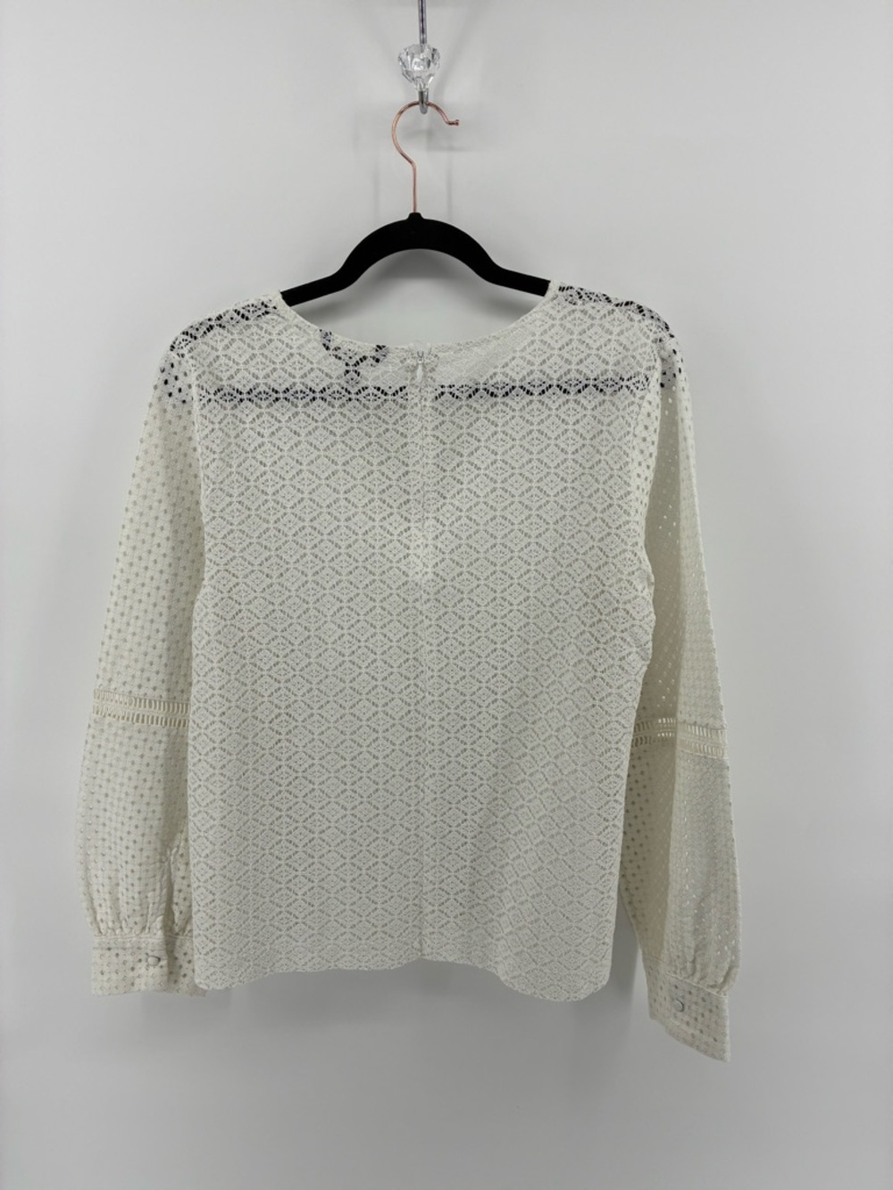 Lace Knit Long-Sleeve Top - White - Picture 6 of 10
